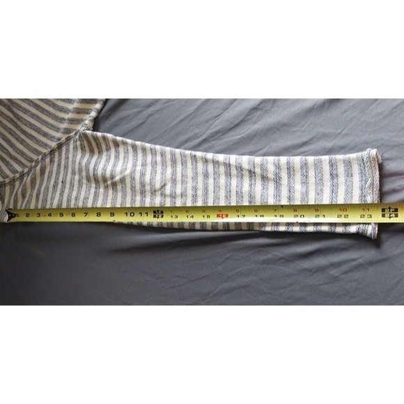 Free People Size Small Striped Cowl Neck Raw Hem Pullover - Picture 3 of 6